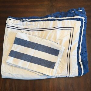 Baby Gap Blanket + Lambs & Ivy Baby Blanket Blue White Striped Cotton Bundle